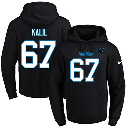 Nike Panthers #67 Ryan Kalil Black Name & Number Pullover NFL Hoodie